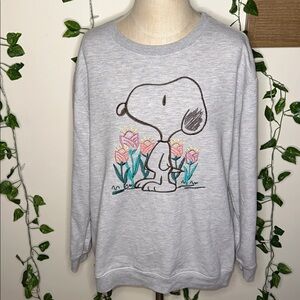 Peanuts Snoopy Juniors Spring Embroidered Crewneck